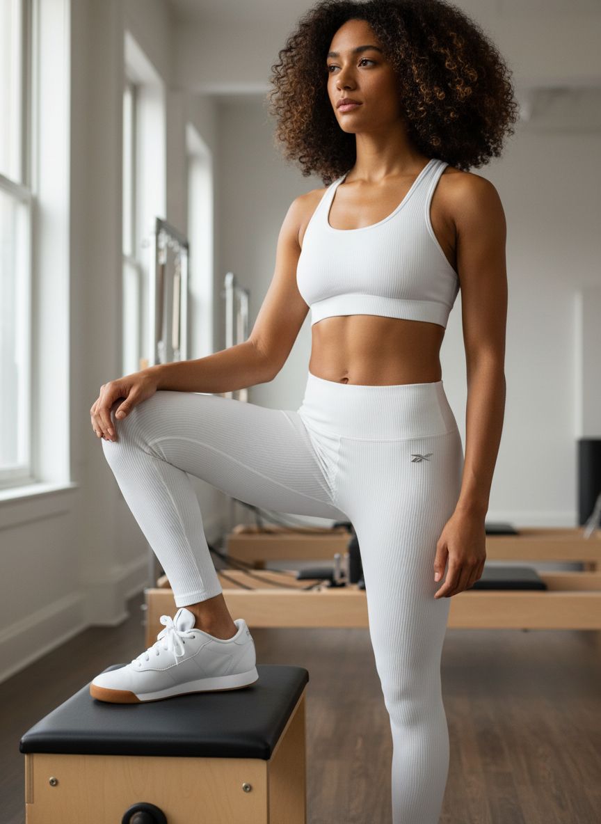 White Reebok Princess sneaker with cushioned sole, minimal design for athleisure wear โ view 4
