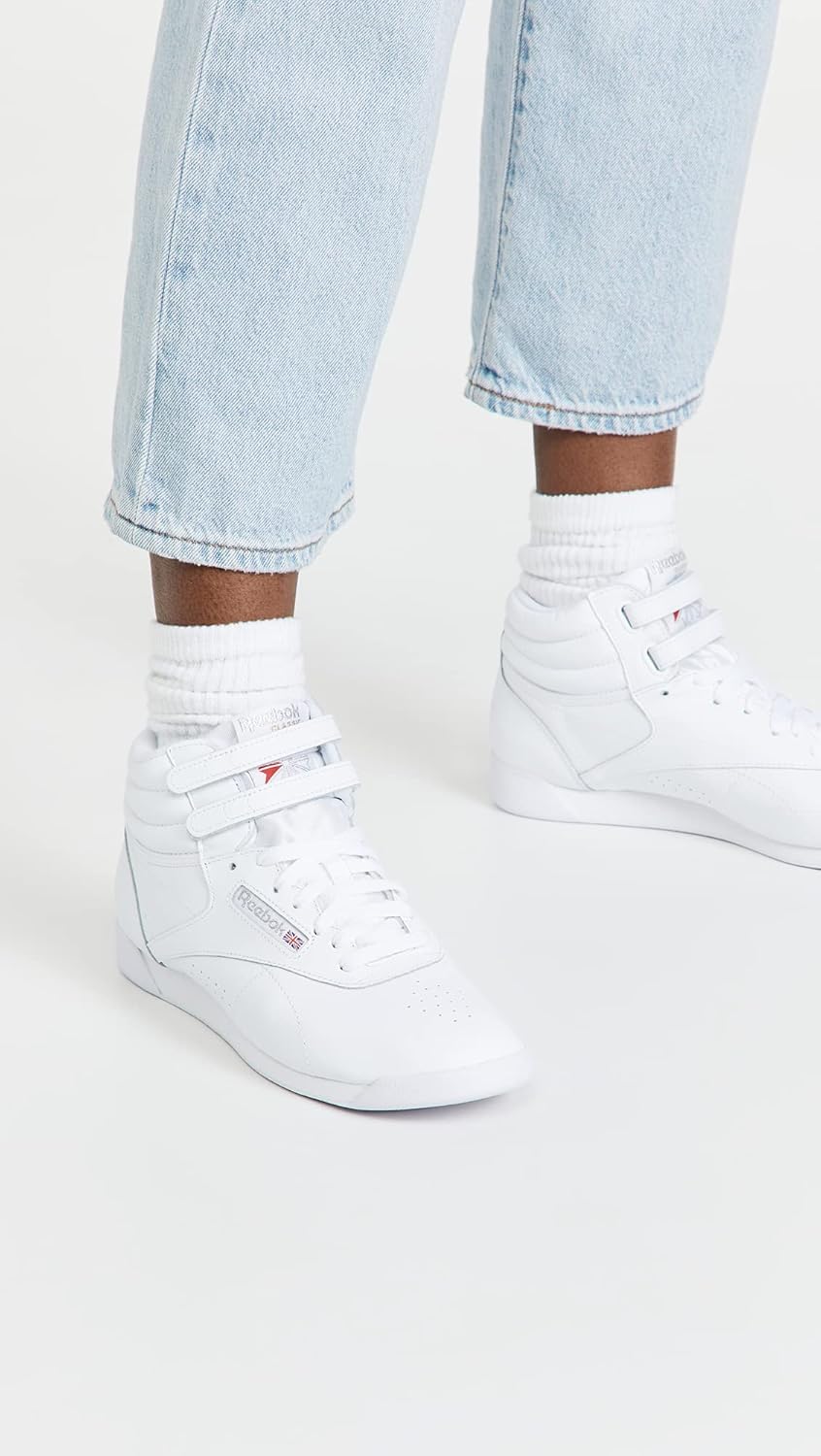 Reebok Freestyle Hi high-top basketball sneaker in classic white with cushioned sole and ankle support — view 2