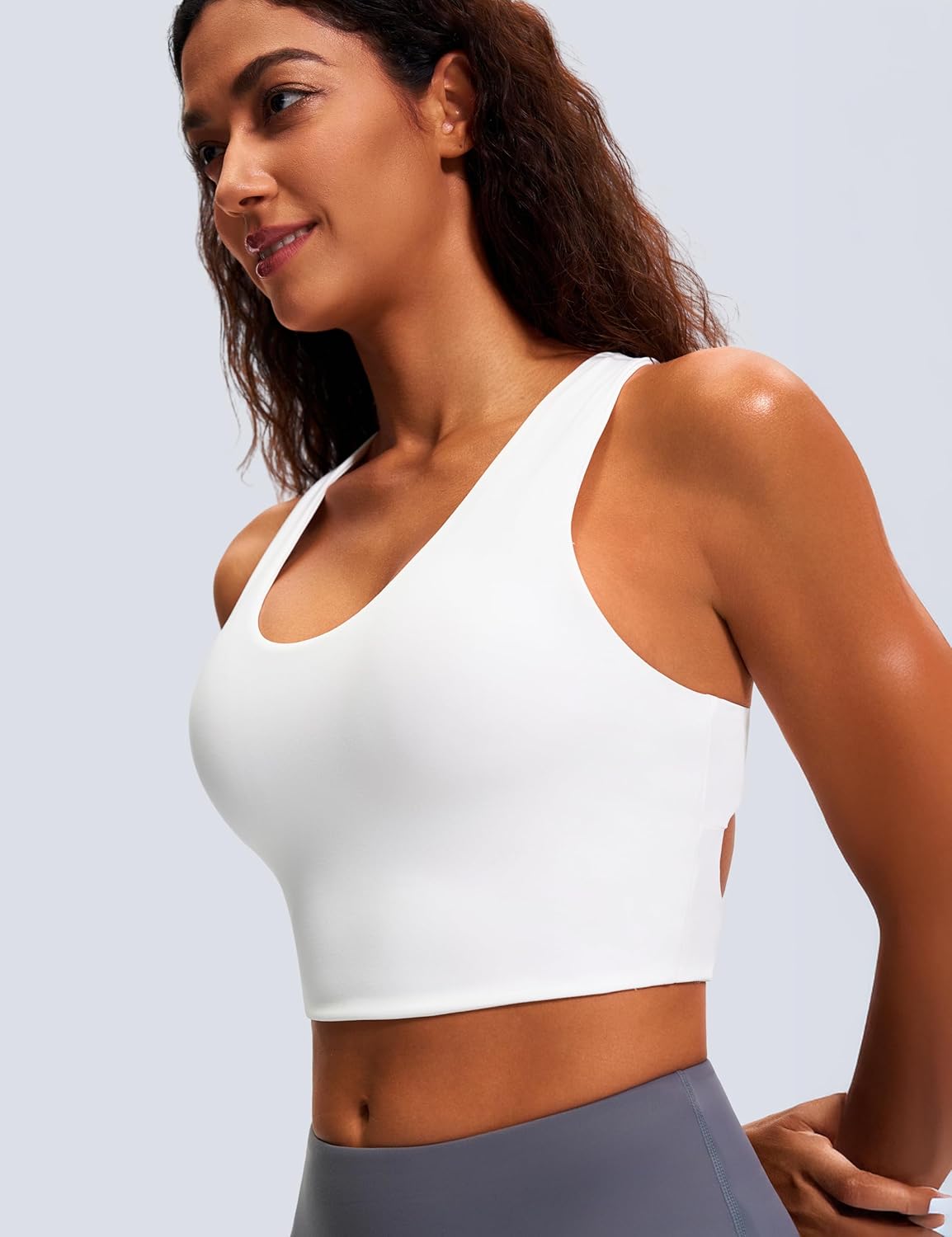 Women's {color} criss-cross padded sports bra with medium support for HIIT training — view 3
