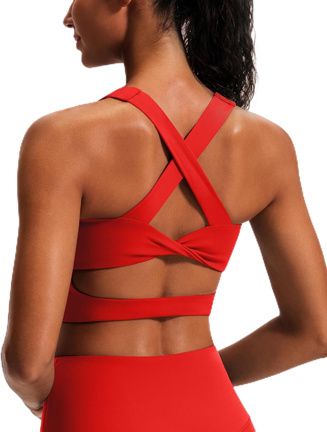 Women's {color} criss-cross padded sports bra with medium support for HIIT training — view 5