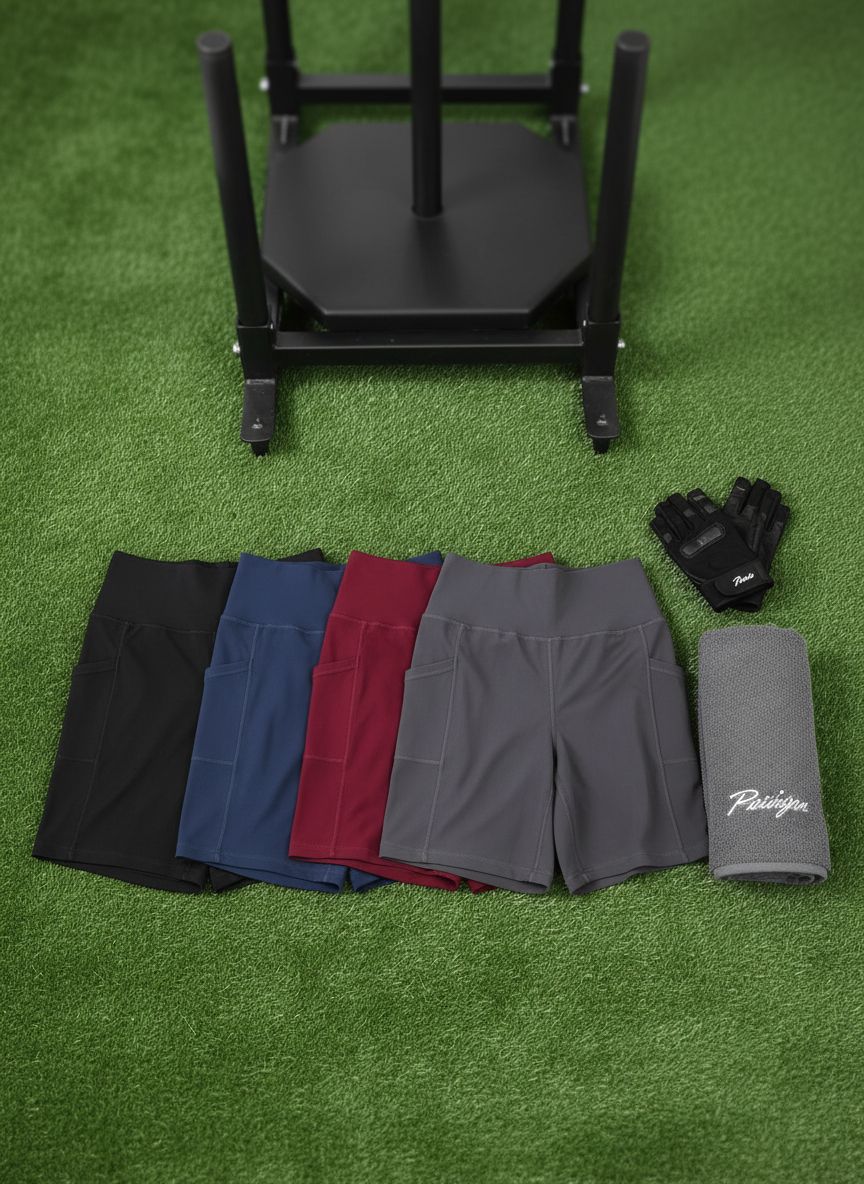 High-waisted biker yoga shorts in {color} with squat-proof four-way stretch fabric and tummy control — view 7a