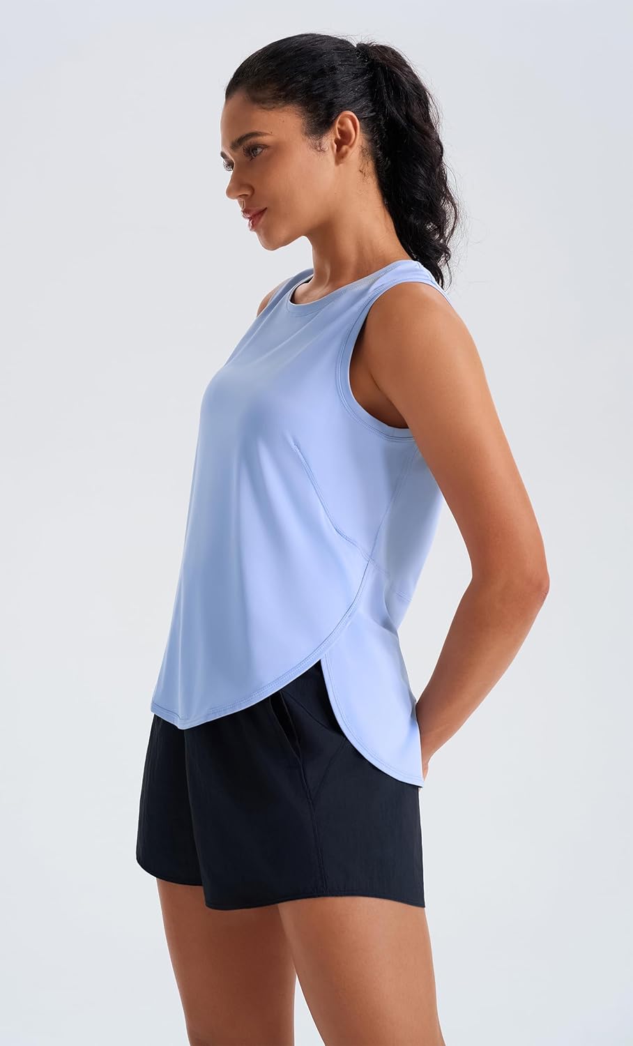Ice silk workout tank top in {color} with cool-dry technology, relaxed fit for yoga and athletic activities — view 3