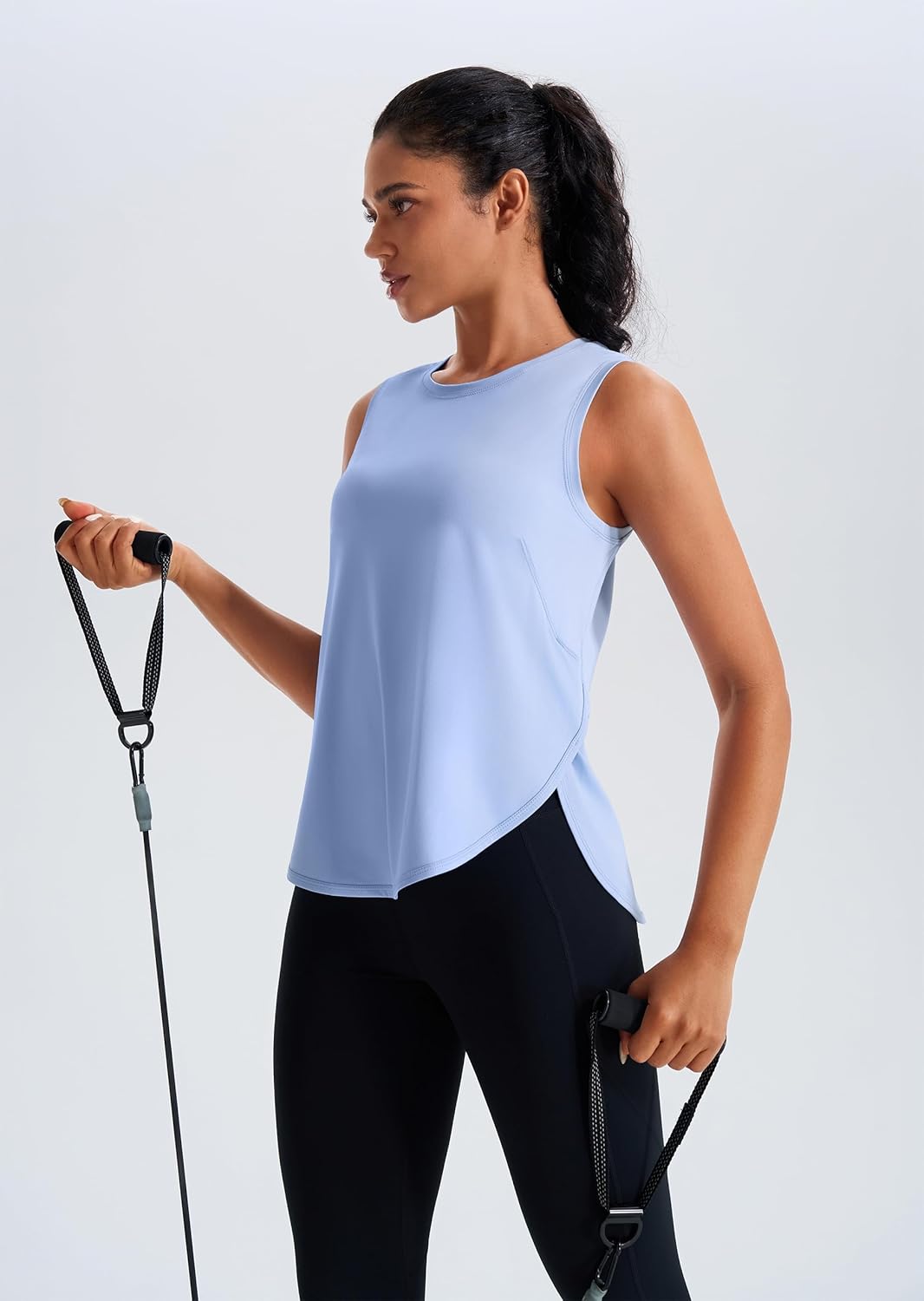 Ice silk workout tank top in {color} with cool-dry technology, relaxed fit for yoga and athletic activities — view 4
