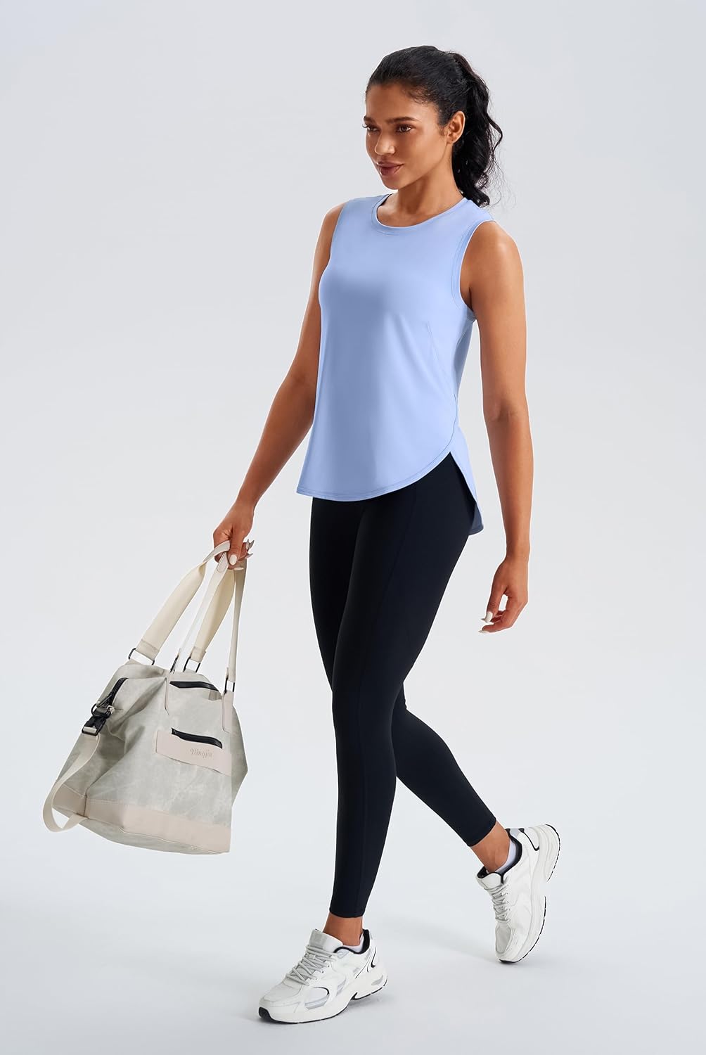 Ice silk workout tank top in {color} with cool-dry technology, relaxed fit for yoga and athletic activities — view 2