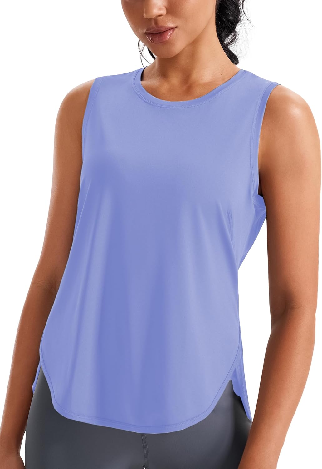 Ice silk workout tank top in {color} with cool-dry technology, relaxed fit for yoga and athletic activities — view 5
