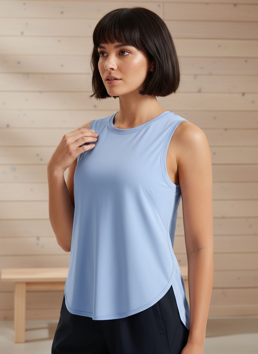 Ice silk workout tank top in {color} with cool-dry technology, relaxed fit for yoga and athletic activities — view 2