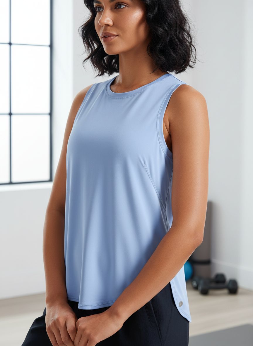 Ice silk workout tank top in {color} with cool-dry technology, relaxed fit for yoga and athletic activities — view 4