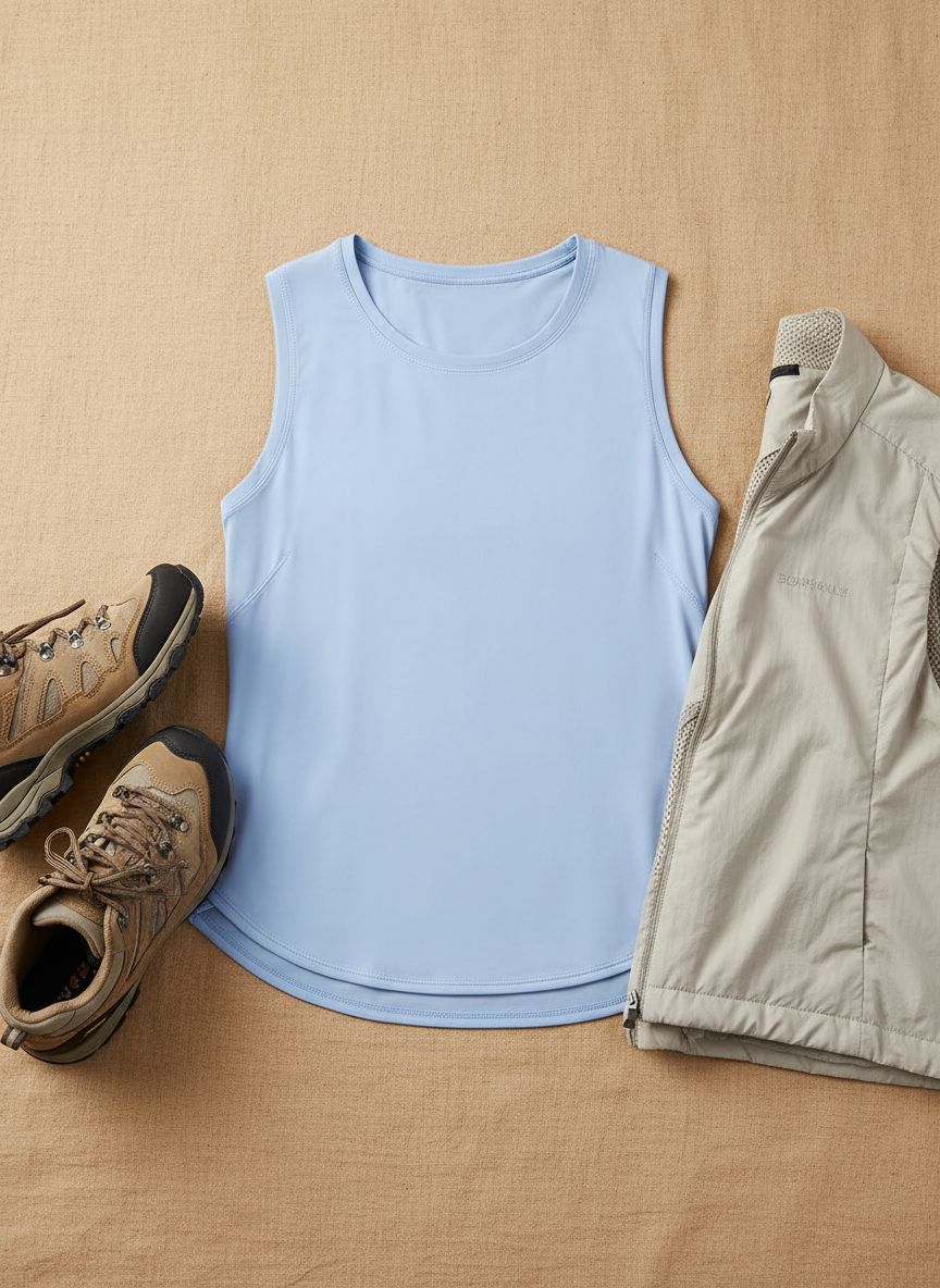 Ice silk workout tank top in {color} with cool-dry technology, relaxed fit for yoga and athletic activities — view 7a