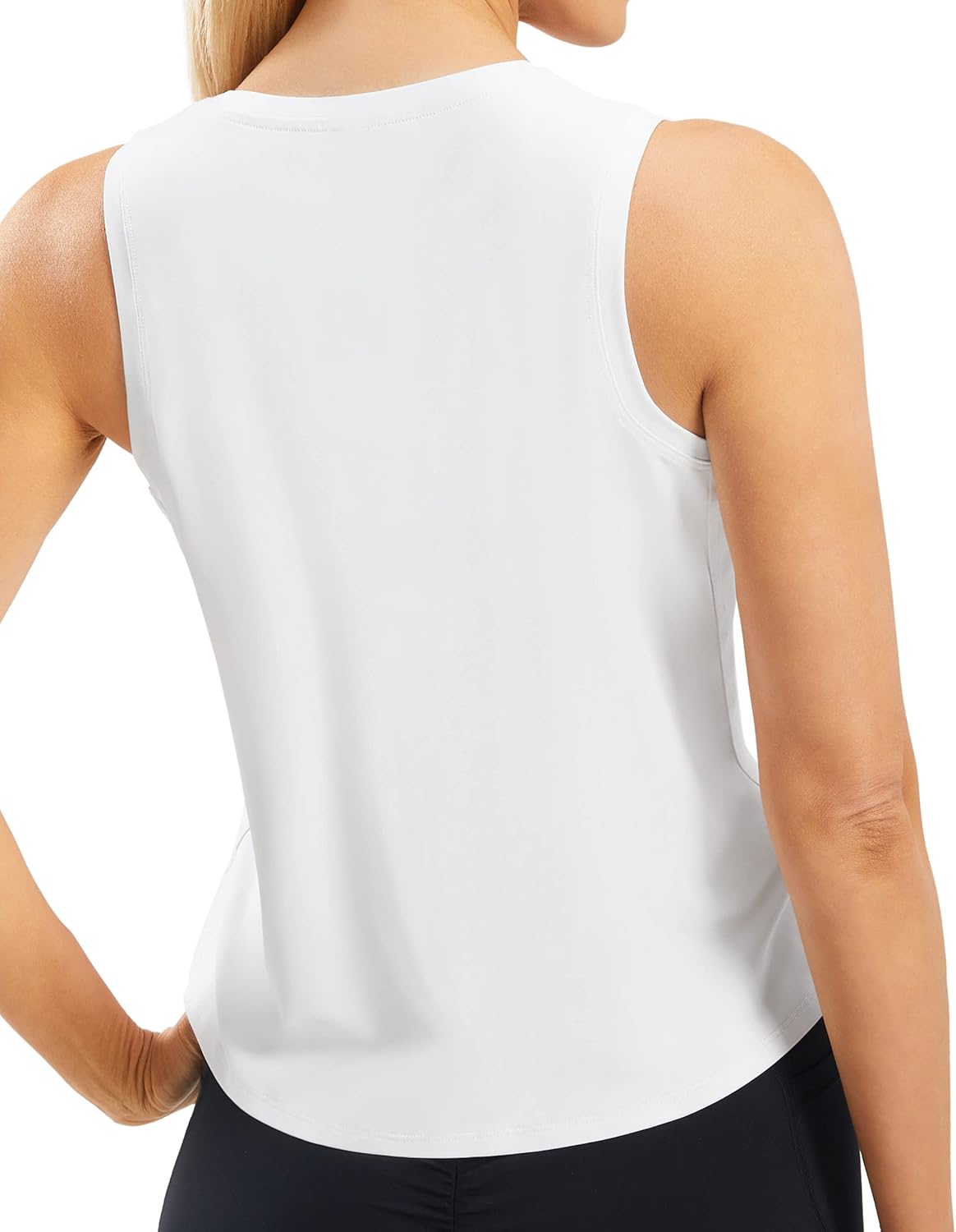 Ice silk crop workout tank top in {color} with cool-dry moisture-wicking fabric, relaxed fit sleeveless design — view 2
