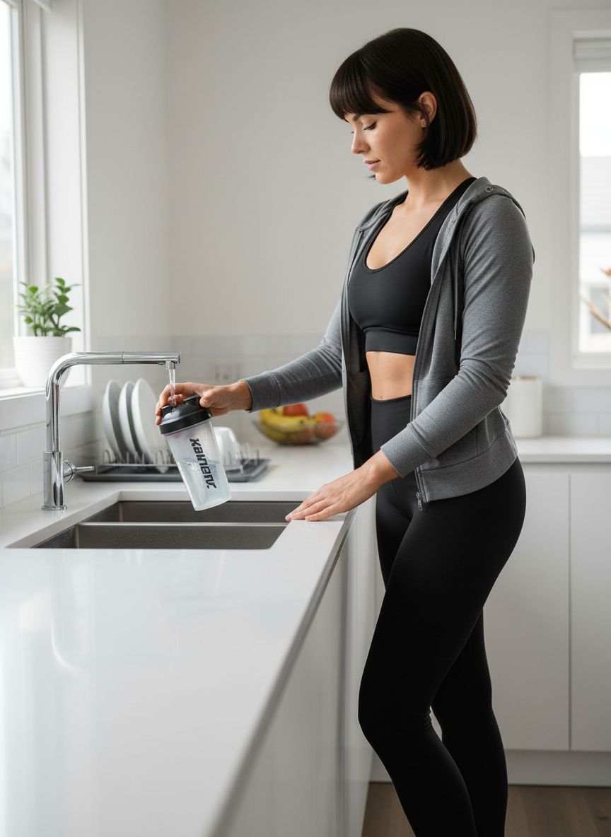 Black high-waisted yoga leggings with four-way stretch fabric, full length, on model in studio setting — view 2