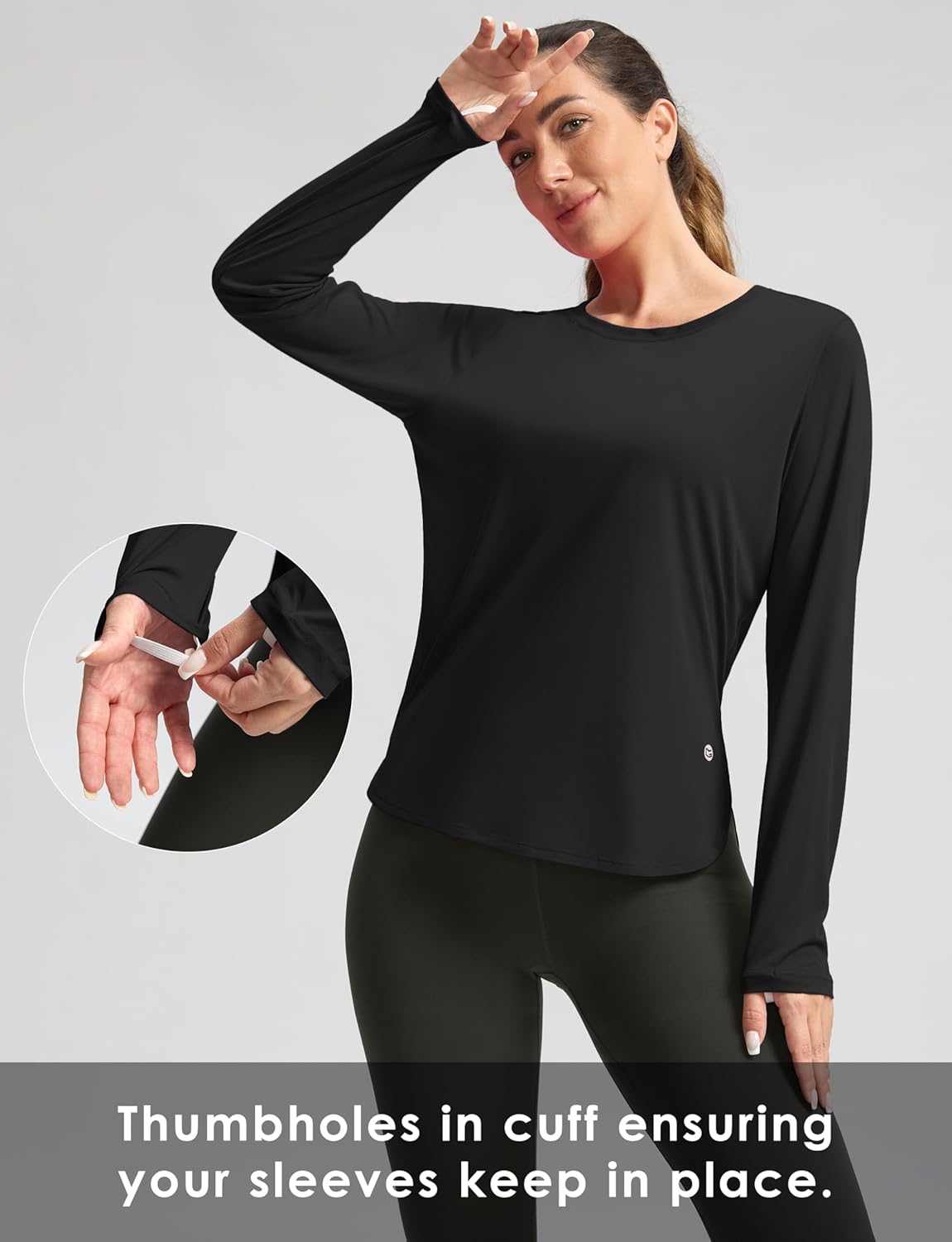 Women's long sleeve UPF 50+ sun shirt in {color} with quick-dry performance fabric for outdoor activities — view 3
