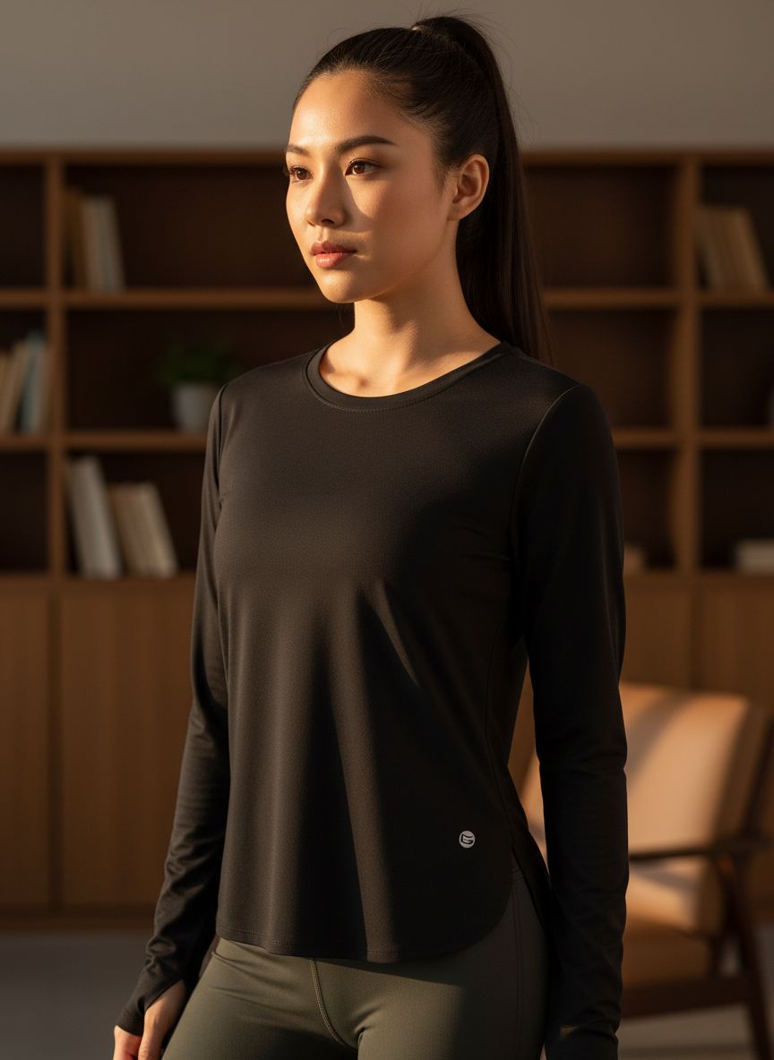 Women's long sleeve UPF 50+ sun shirt in {color} with quick-dry performance fabric for outdoor activities โ view 4