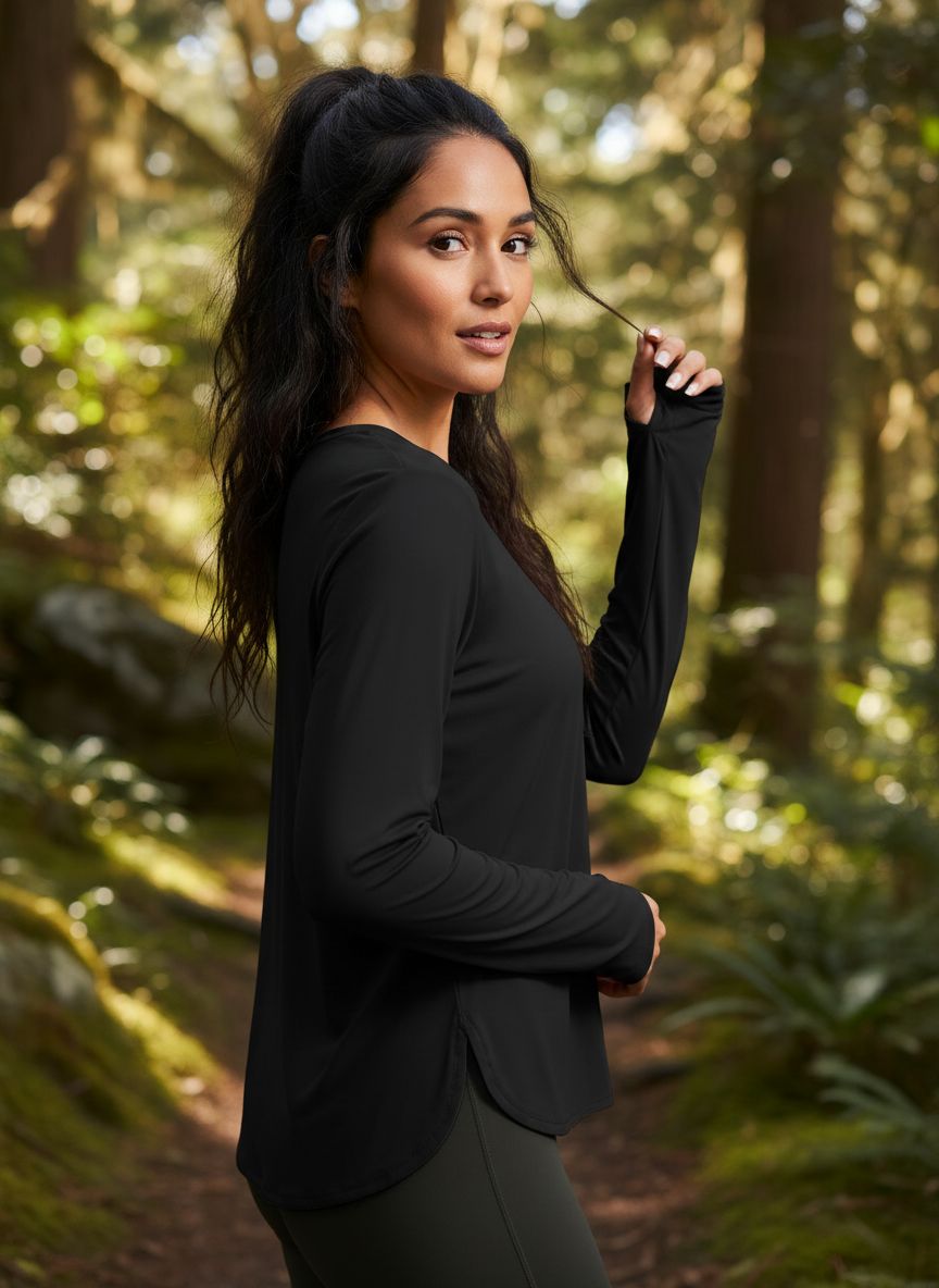 Women's long sleeve UPF 50+ sun shirt in {color} with quick-dry performance fabric for outdoor activities โ view 6