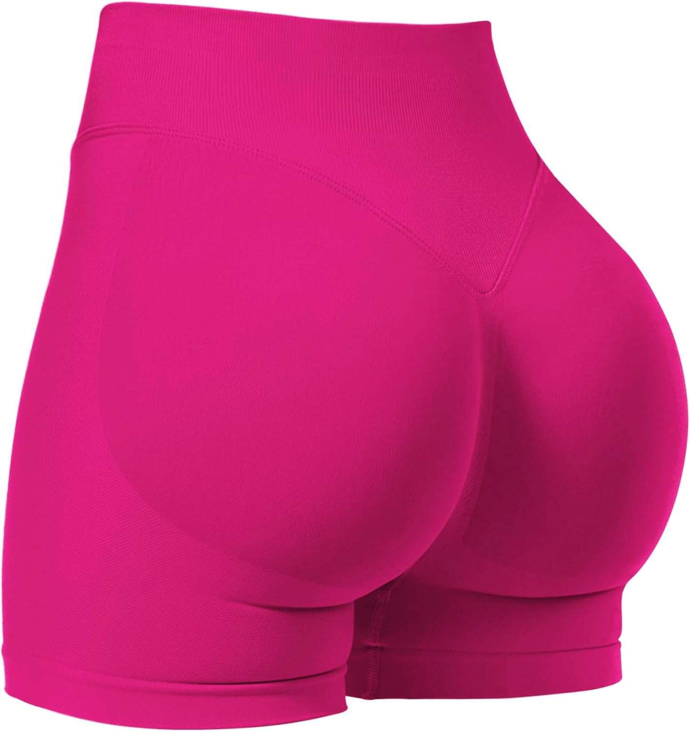 Black seamless scrunch butt lifting shorts with four-way stretch, shown from front and back angles โ view 5