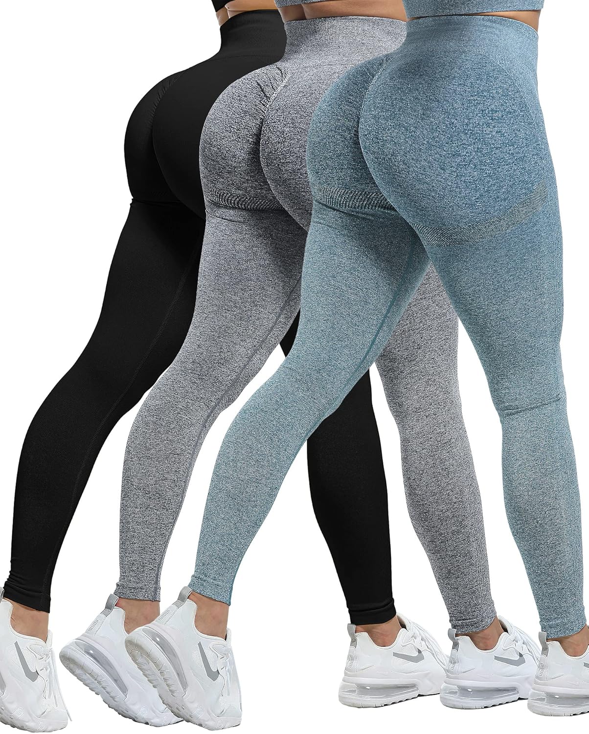 Black seamless lifting leggings with scrunch butt design and high-waisted fit — view 1