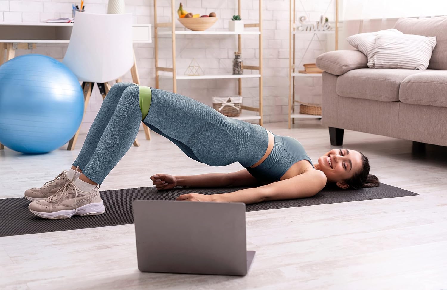 Black seamless lifting leggings with scrunch butt design and high-waisted fit — view 3