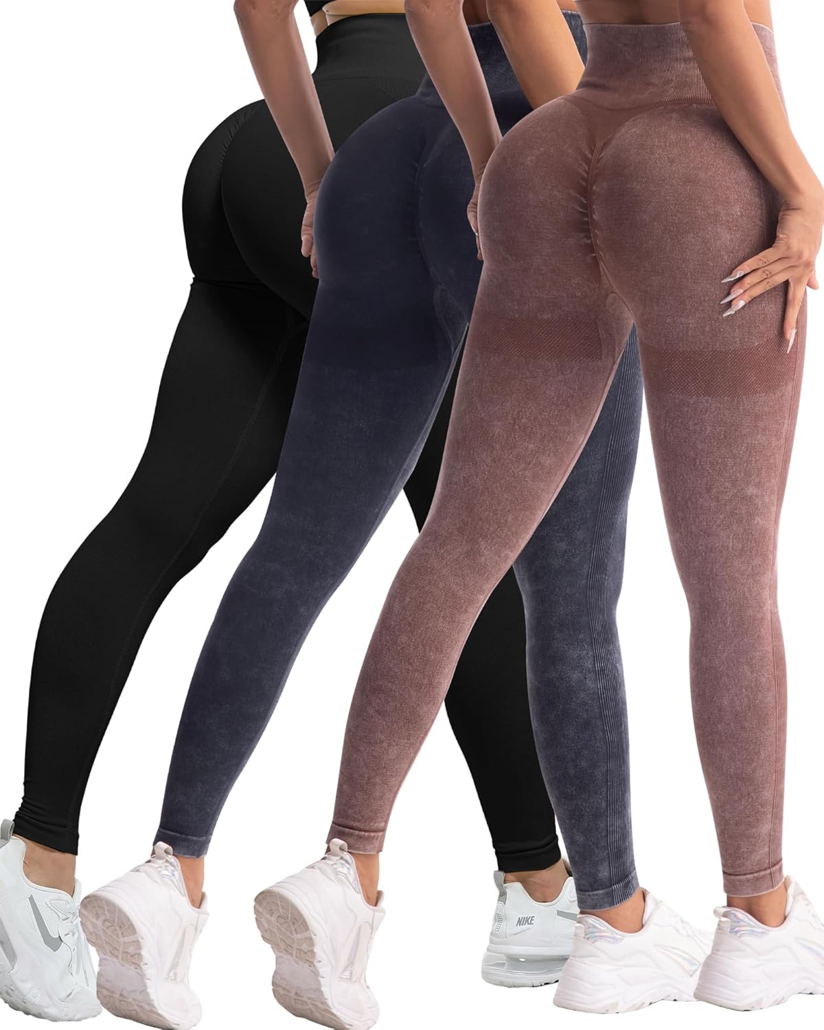 Black seamless lifting leggings with scrunch butt design and high-waisted fit — view 4