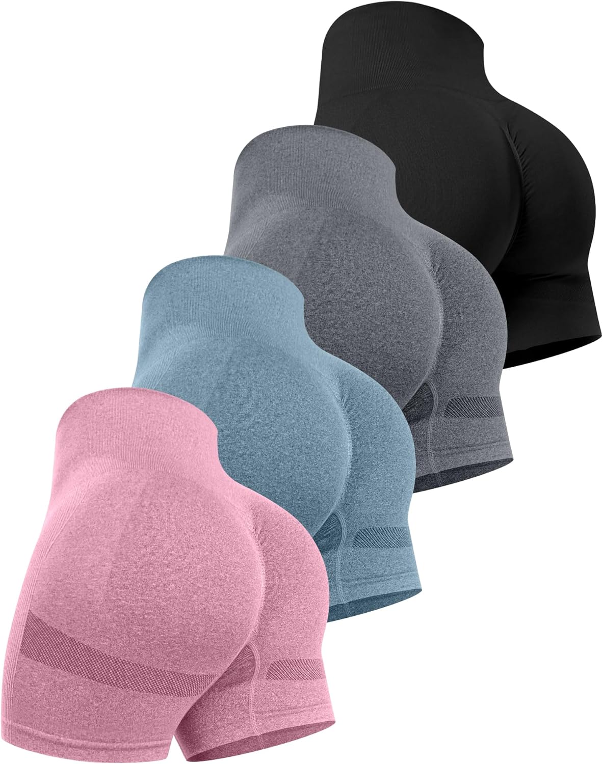 High-waisted squat-proof lifting shorts in {color} with seamless butt-lifting design and four-way stretch fabric โ view 1