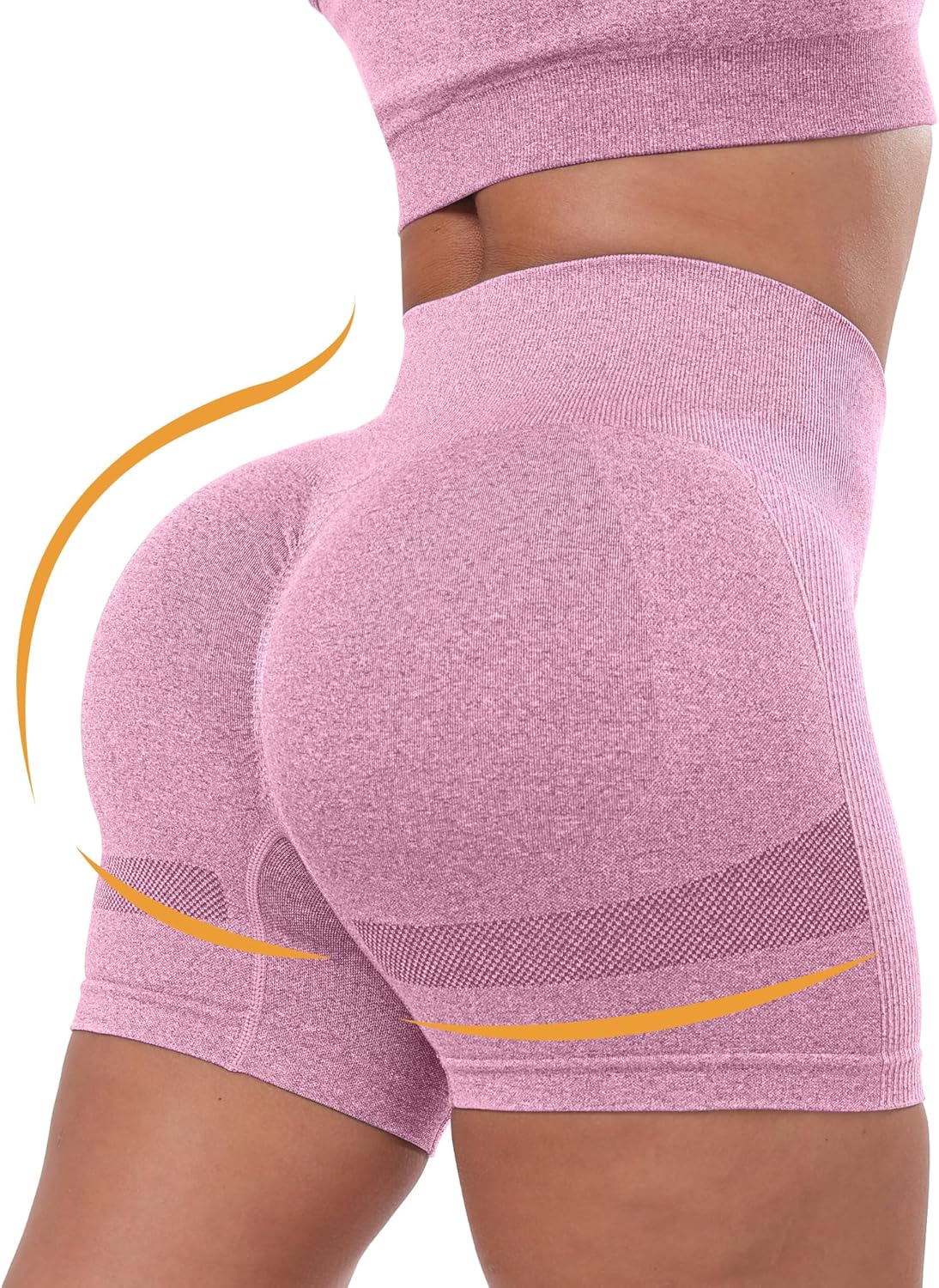 High-waisted squat-proof lifting shorts in {color} with seamless butt-lifting design and four-way stretch fabric โ view 3