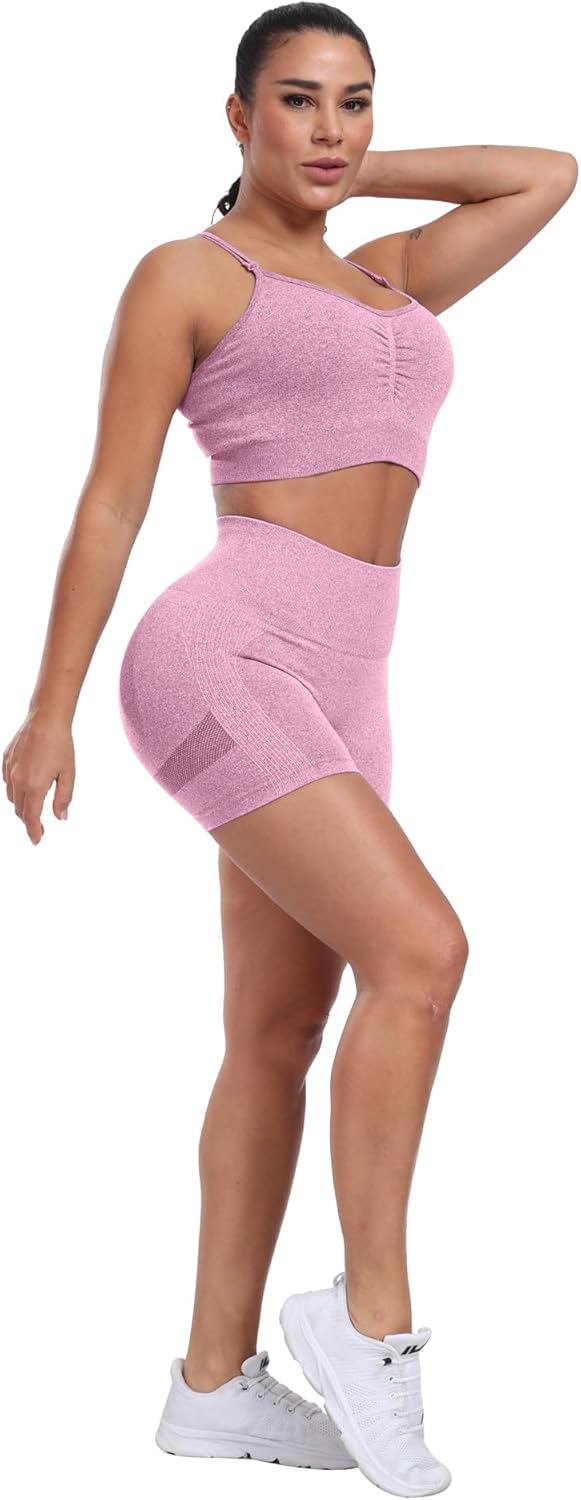 High-waisted squat-proof lifting shorts in {color} with seamless butt-lifting design and four-way stretch fabric โ view 4