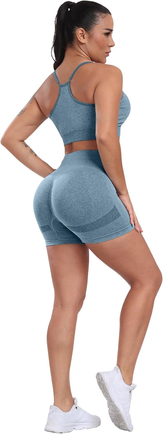 High-waisted squat-proof lifting shorts in {color} with seamless butt-lifting design and four-way stretch fabric โ view 2