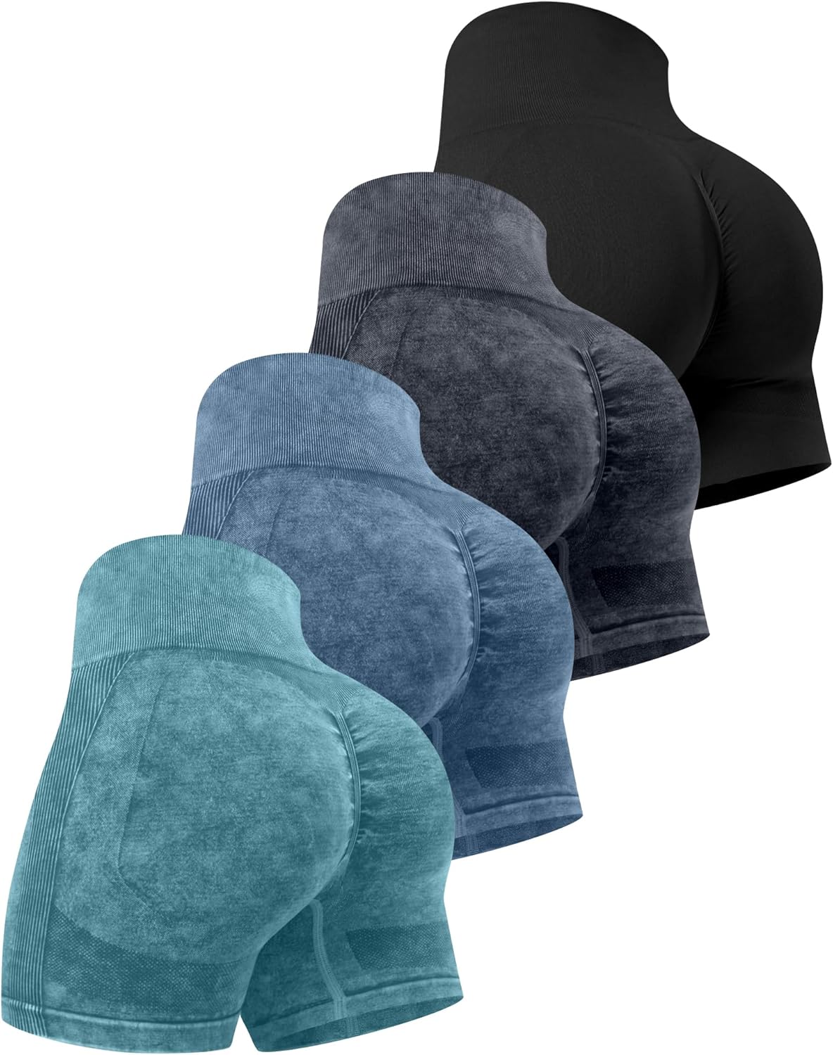 High-waisted squat-proof lifting shorts in {color} with seamless butt-lifting design and four-way stretch fabric โ view 5