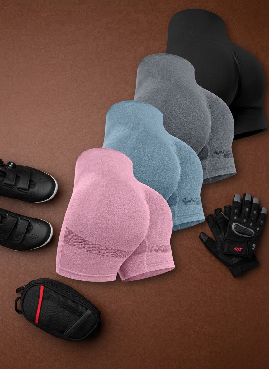 High-waisted squat-proof lifting shorts in {color} with seamless butt-lifting design and four-way stretch fabric — view 7a
