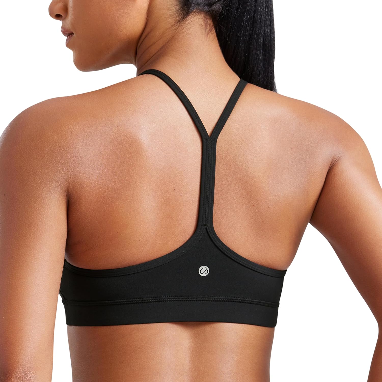 CRZ YOGA Butterluxe Y Back sports bra in black with padded racerback and low-impact support — view 1