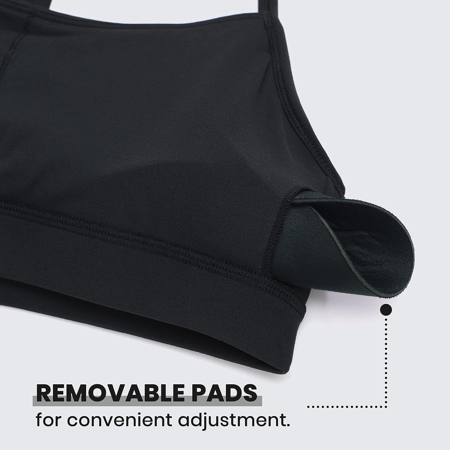 CRZ YOGA Butterluxe Y Back sports bra in black with padded racerback and low-impact support — view 3