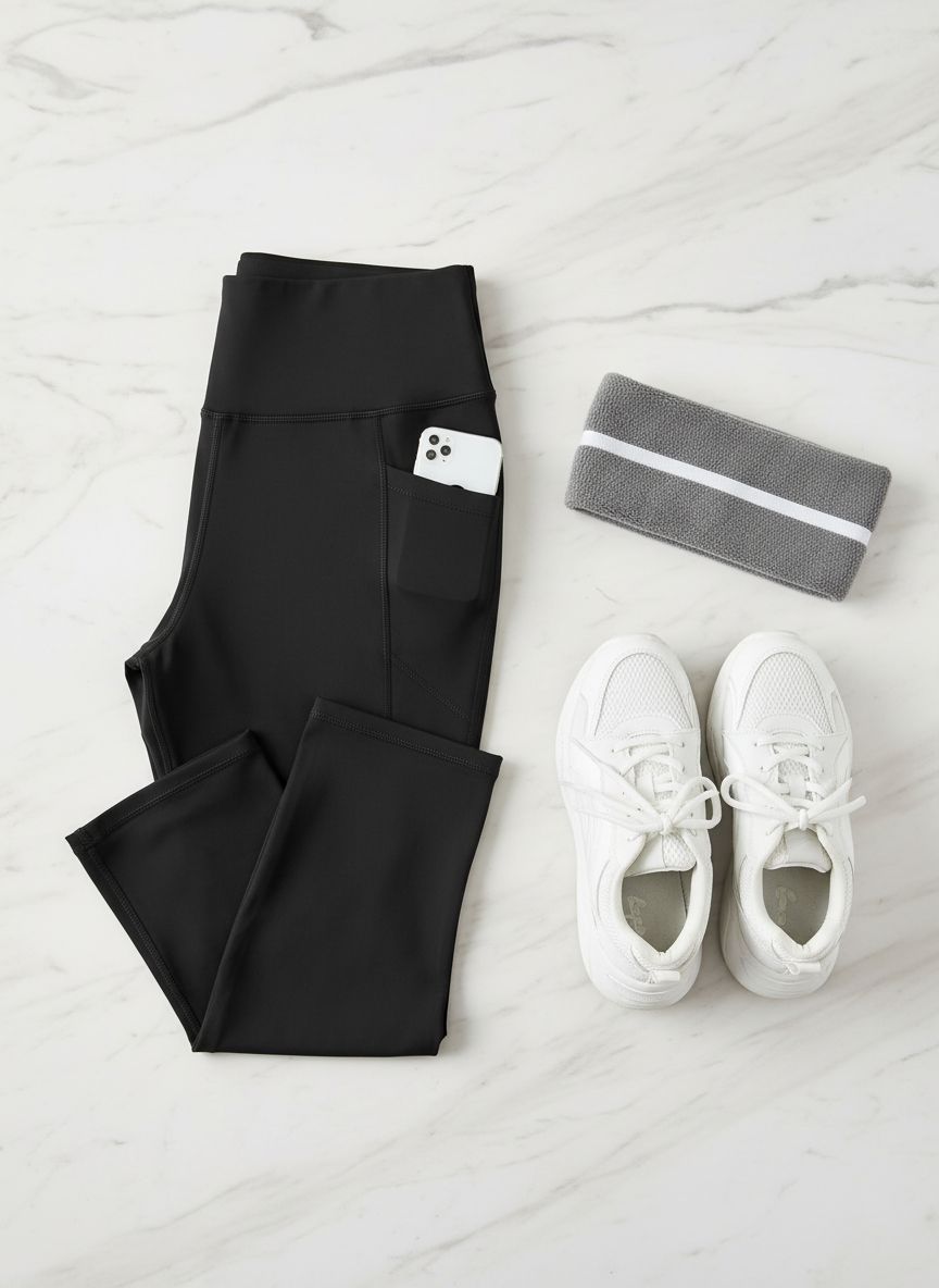 Black high-waisted flare yoga pants with pockets and tummy control — view 7a
