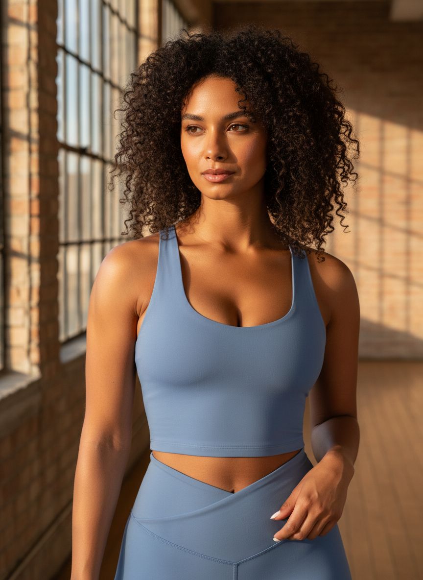 Black racerback sports bra tank with removable cups and low-impact support, front view — view 2