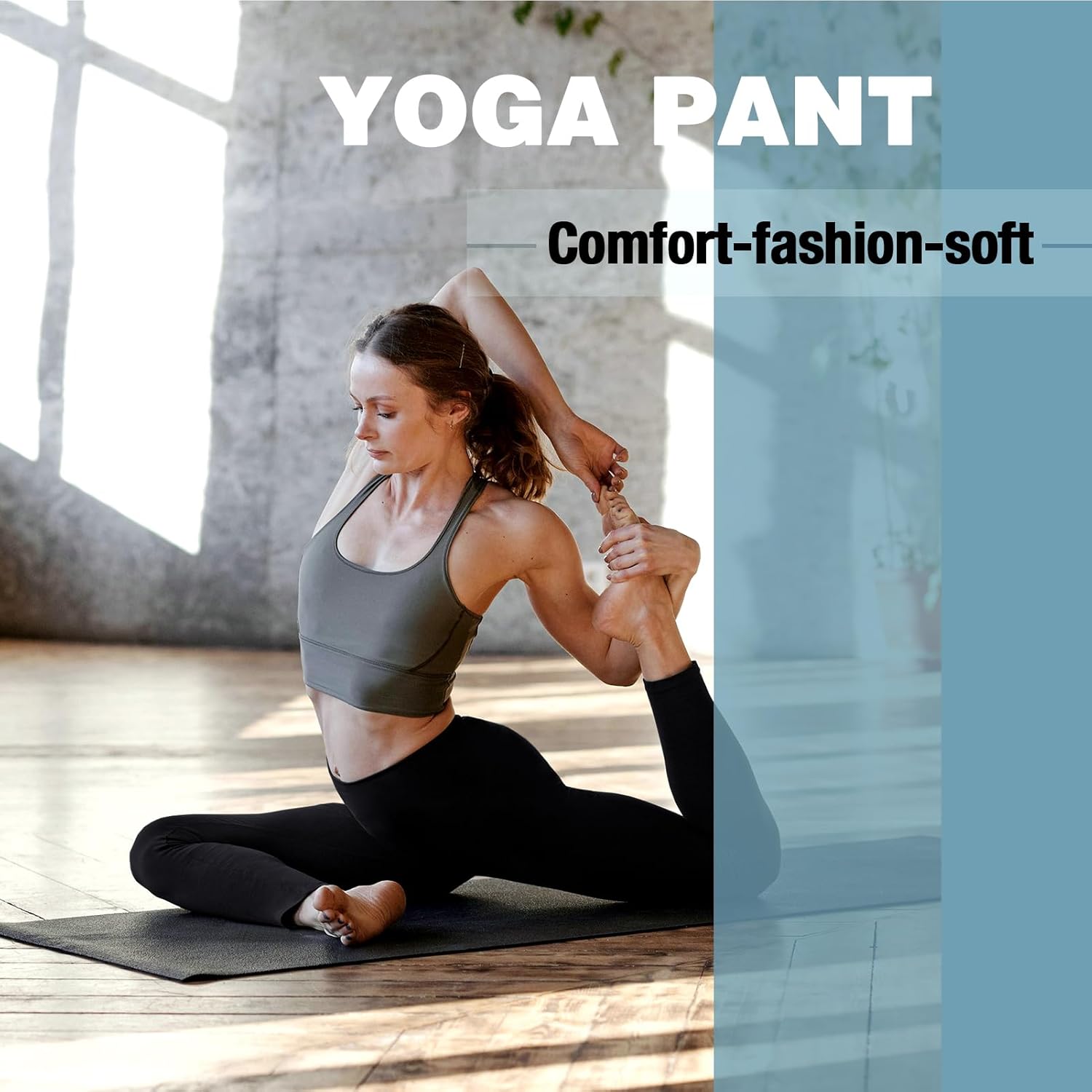 High-waisted yoga leggings in [color] with side pockets and four-way stretch fabric — view 2
