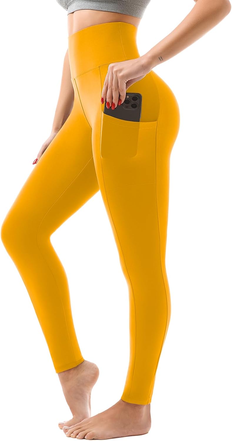 High-waisted yoga leggings in [color] with side pockets and four-way stretch fabric — view 4