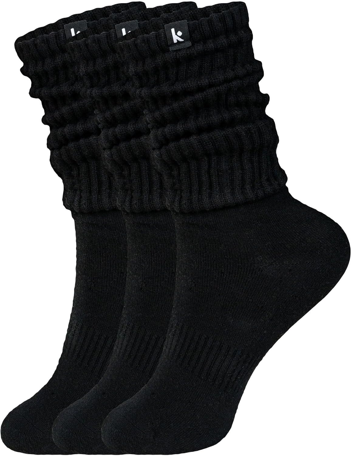 Multicolor scrunch crew socks with breathable moisture-wicking fabric, shown in relaxed fit for running and everyday wear — view 3