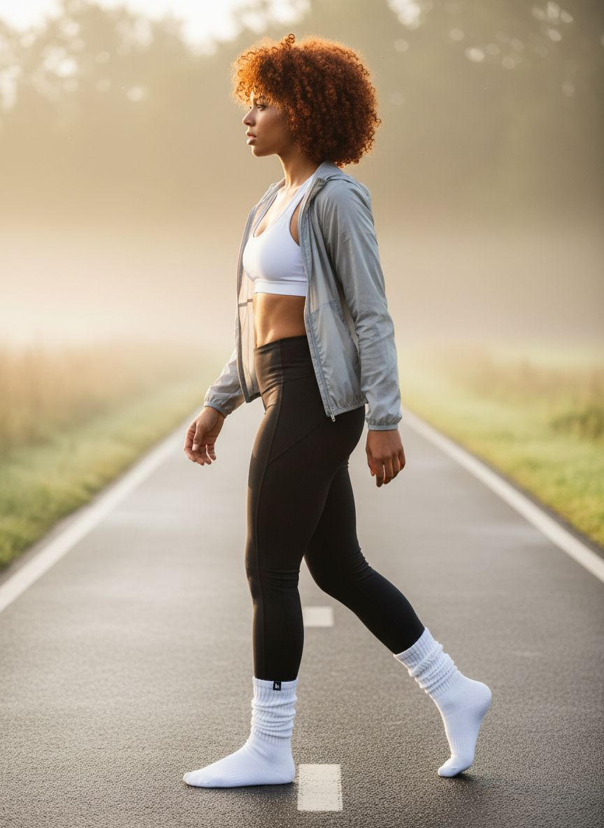 Multicolor scrunch crew socks with breathable moisture-wicking fabric, shown in relaxed fit for running and everyday wear — view 3