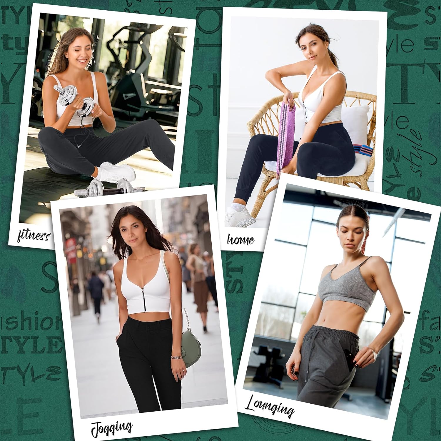 heather grey relaxed joggers with pockets and drawstring, moisture-wicking fabric — view 3