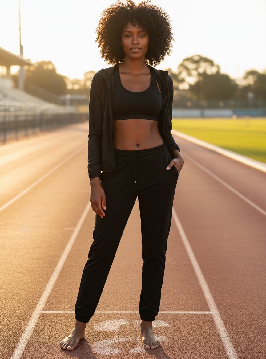 heather grey relaxed joggers with pockets and drawstring, moisture-wicking fabric โ view 1