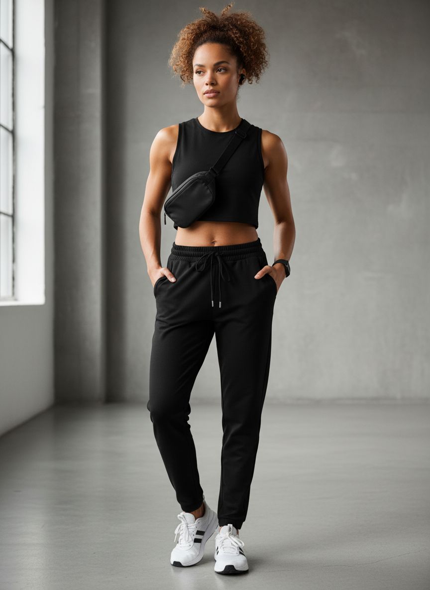 heather grey relaxed joggers with pockets and drawstring, moisture-wicking fabric โ view 5a