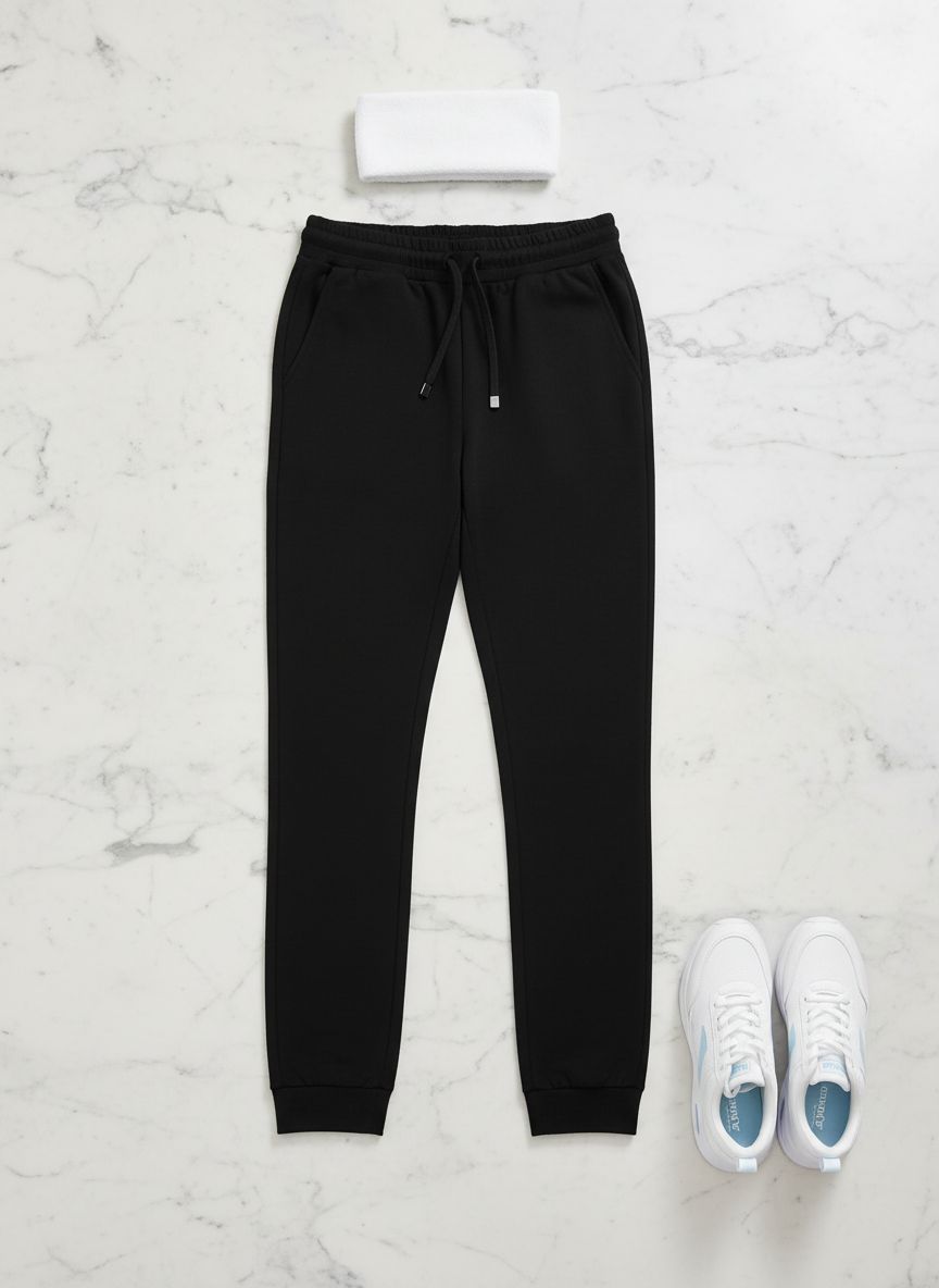 heather grey relaxed joggers with pockets and drawstring, moisture-wicking fabric โ view 7a