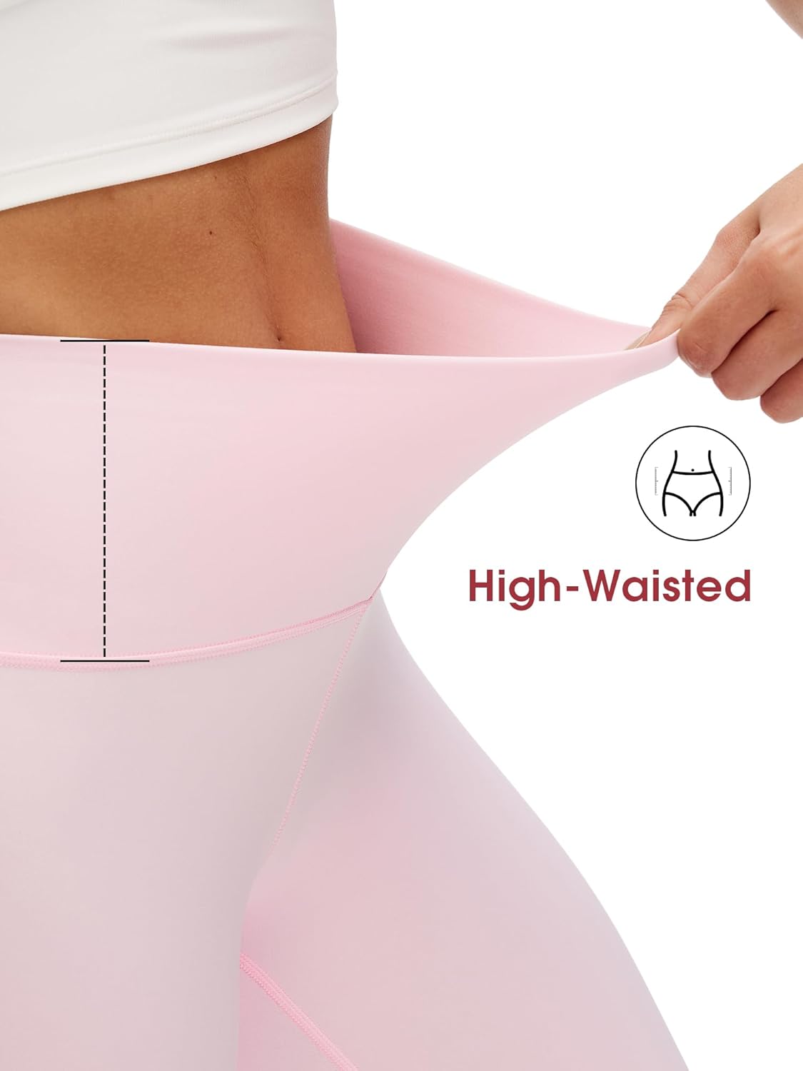 Black high-waisted yoga leggings with squat-proof fabric and side pockets, front and back view — detail