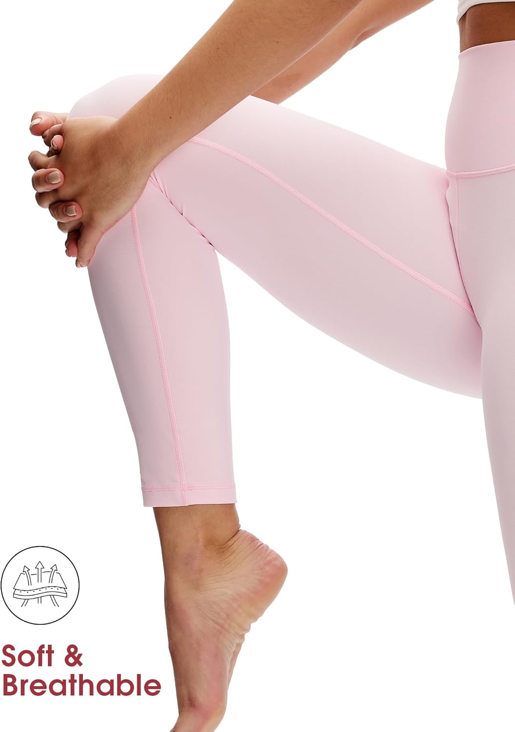 Black high-waisted yoga leggings with squat-proof fabric and side pockets, front and back view โ view 4