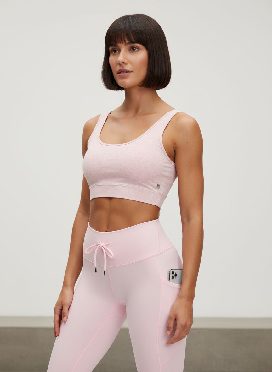 Black high-waisted yoga leggings with squat-proof fabric and side pockets, front and back view — view 4