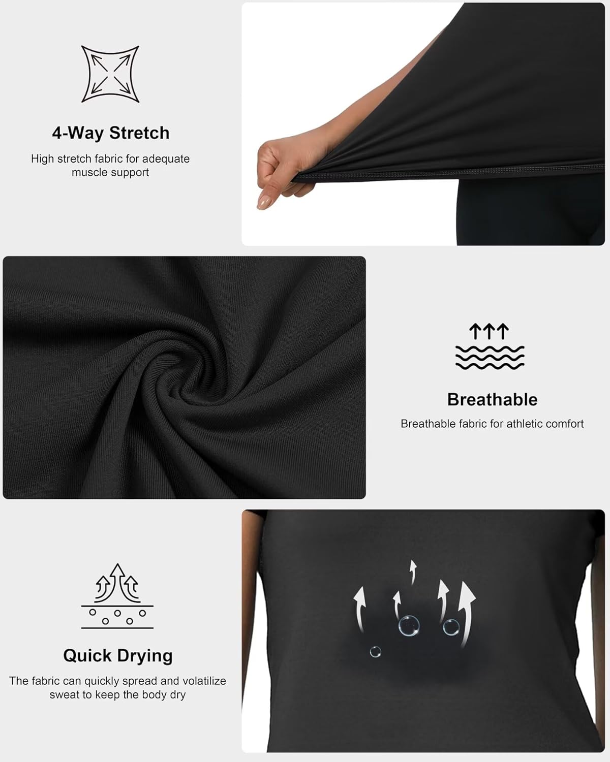 Women's fitted compression running shirt in {color}, quick-dry fabric, front view โ detail