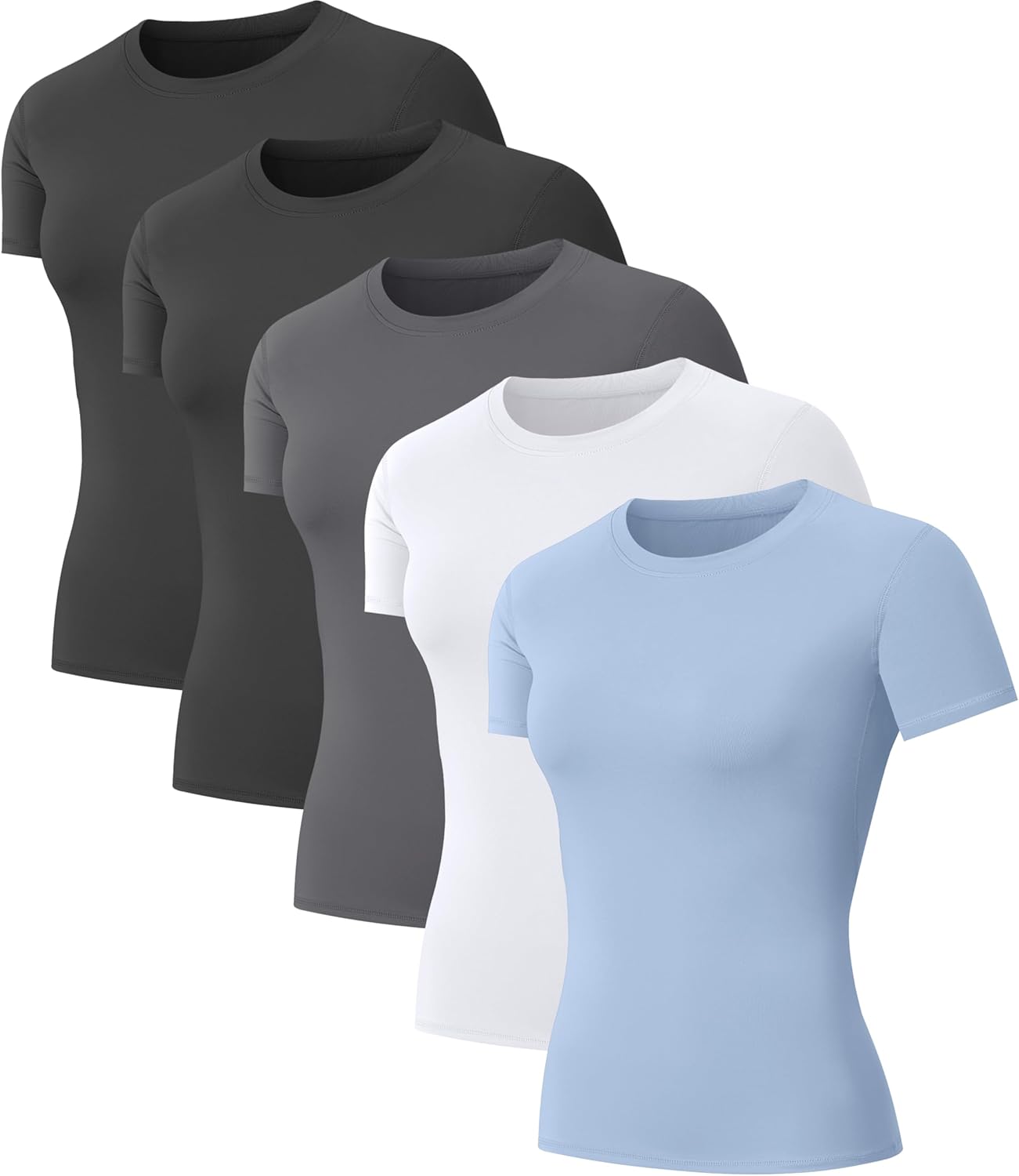 Women's fitted compression running shirt in {color}, quick-dry fabric, front view — view 4
