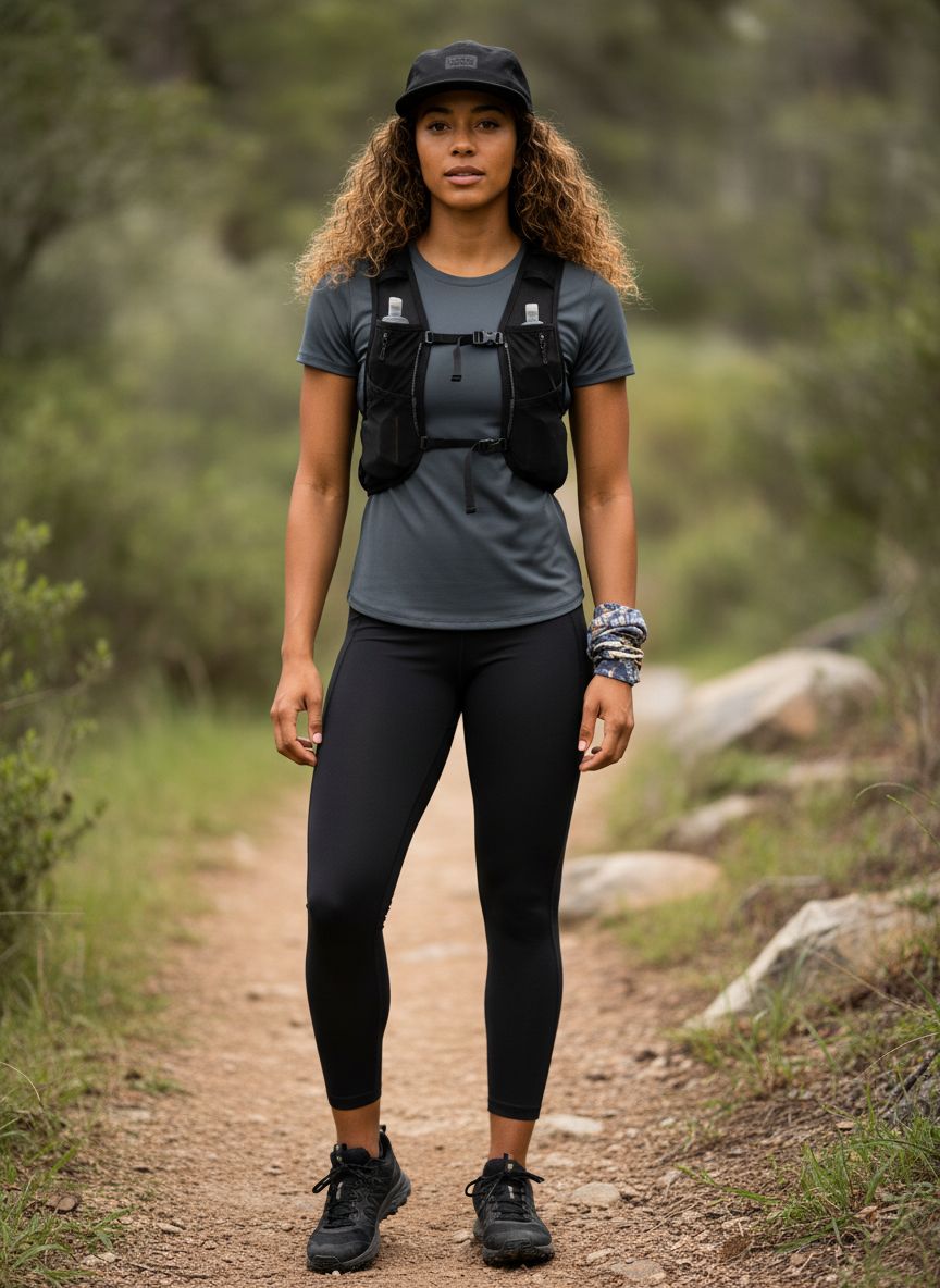 Women's fitted compression running shirt in {color}, quick-dry fabric, front view โ view 5a