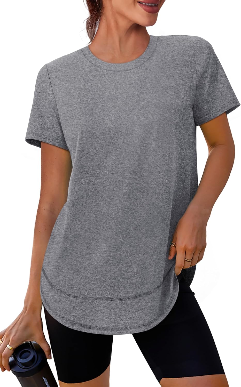 Women's quick-dry running top in {color} with moisture-wicking fabric, fitted silhouette for active wear โ front