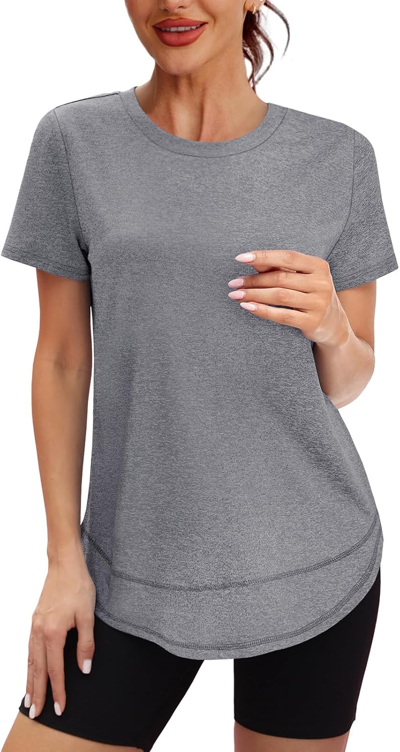 Women's quick-dry running top in {color} with moisture-wicking fabric, fitted silhouette for active wear โ side