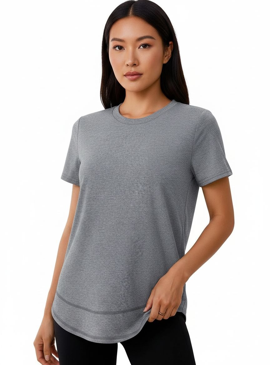 Women's quick-dry running top in {color} with moisture-wicking fabric, fitted silhouette for active wear โ view 2