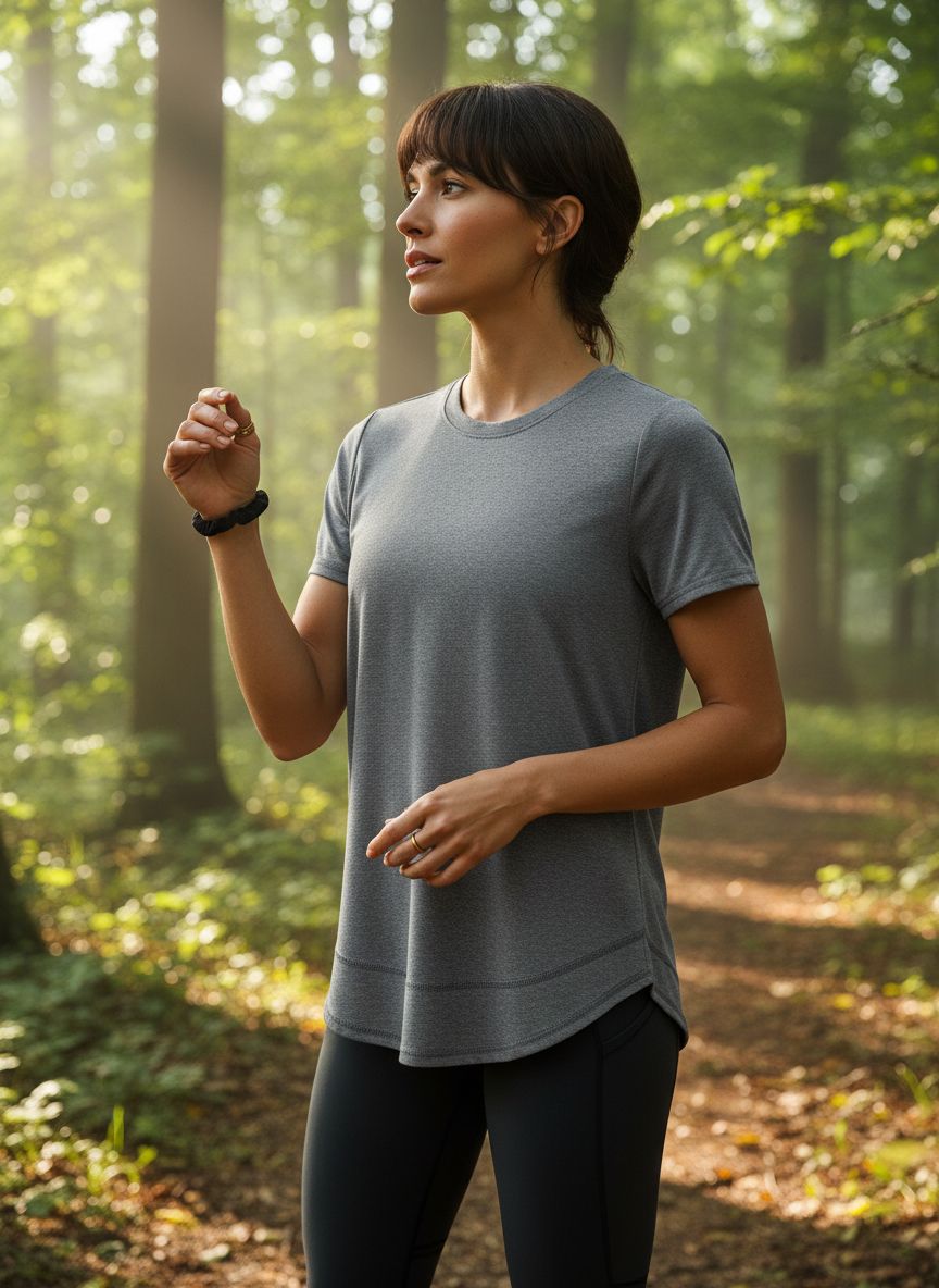 Women's quick-dry running top in {color} with moisture-wicking fabric, fitted silhouette for active wear โ view 6