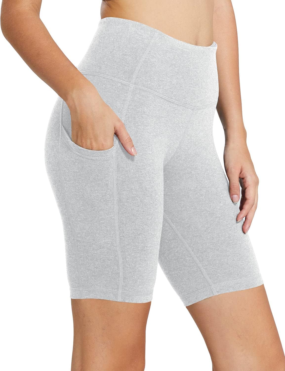 Baleaf black high-waist biker shorts with pockets, four-way stretch fabric โ view 5